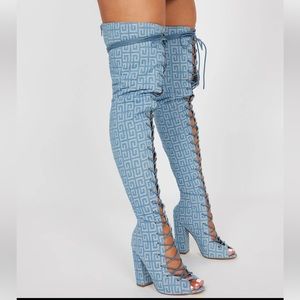 BNIB Fashion Nova Influence Me over the knee denim boots